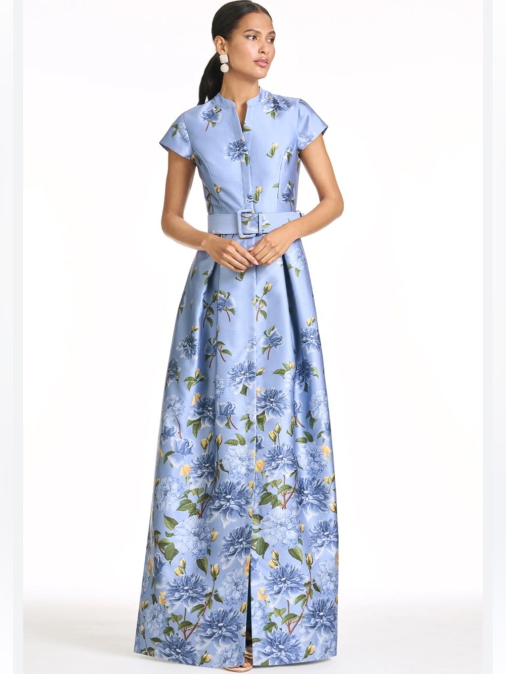 Sachin + Babi Powder Blue Floral Belted Maxi  The dress doesn’t have a belt.